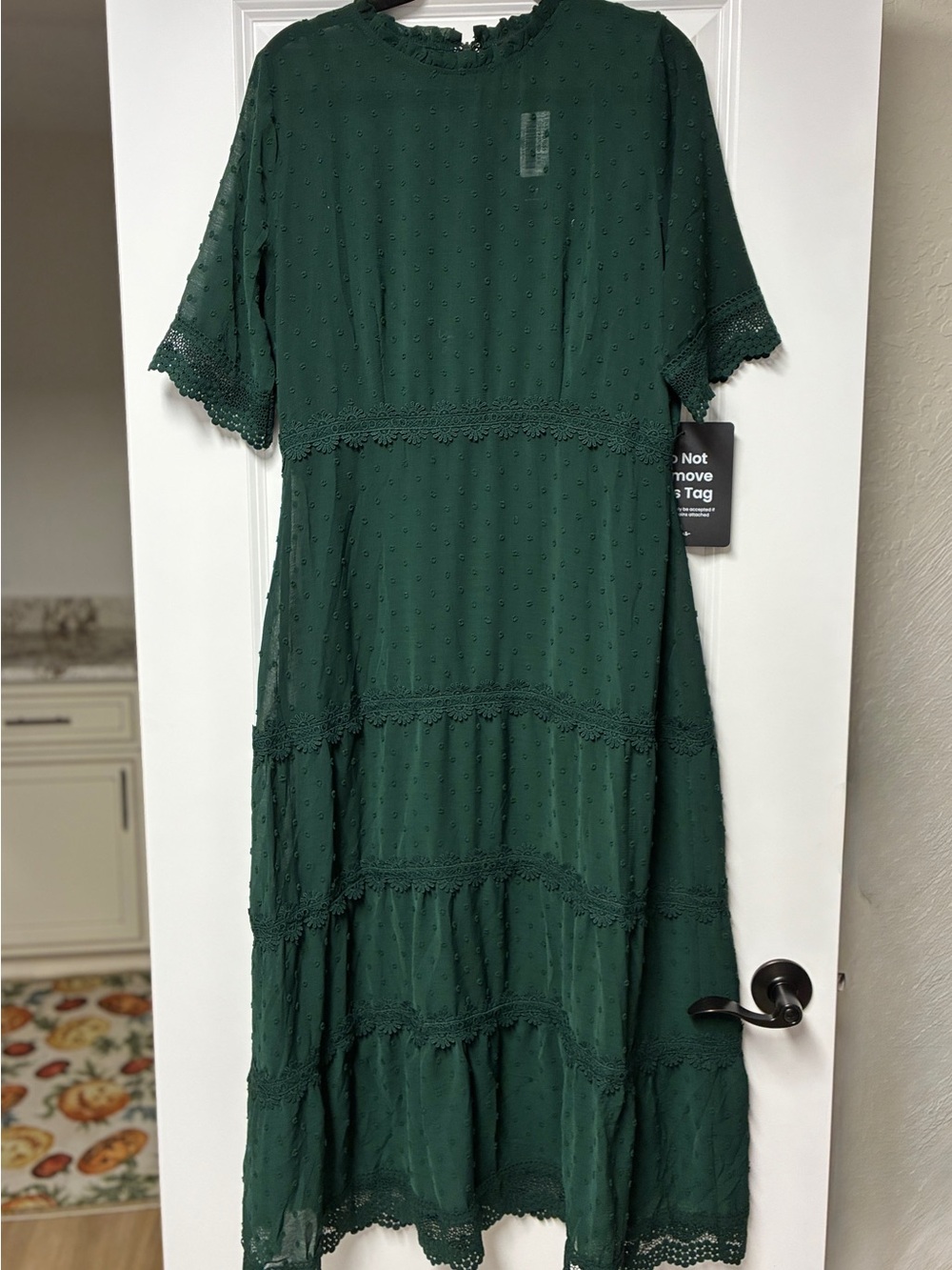 Lulu's Emerald Green Swiss Dot Midi Dress